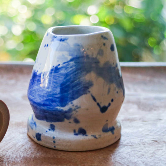 Indigo Splash Glaze Ceramic Stand- Handmade Whisk Holders