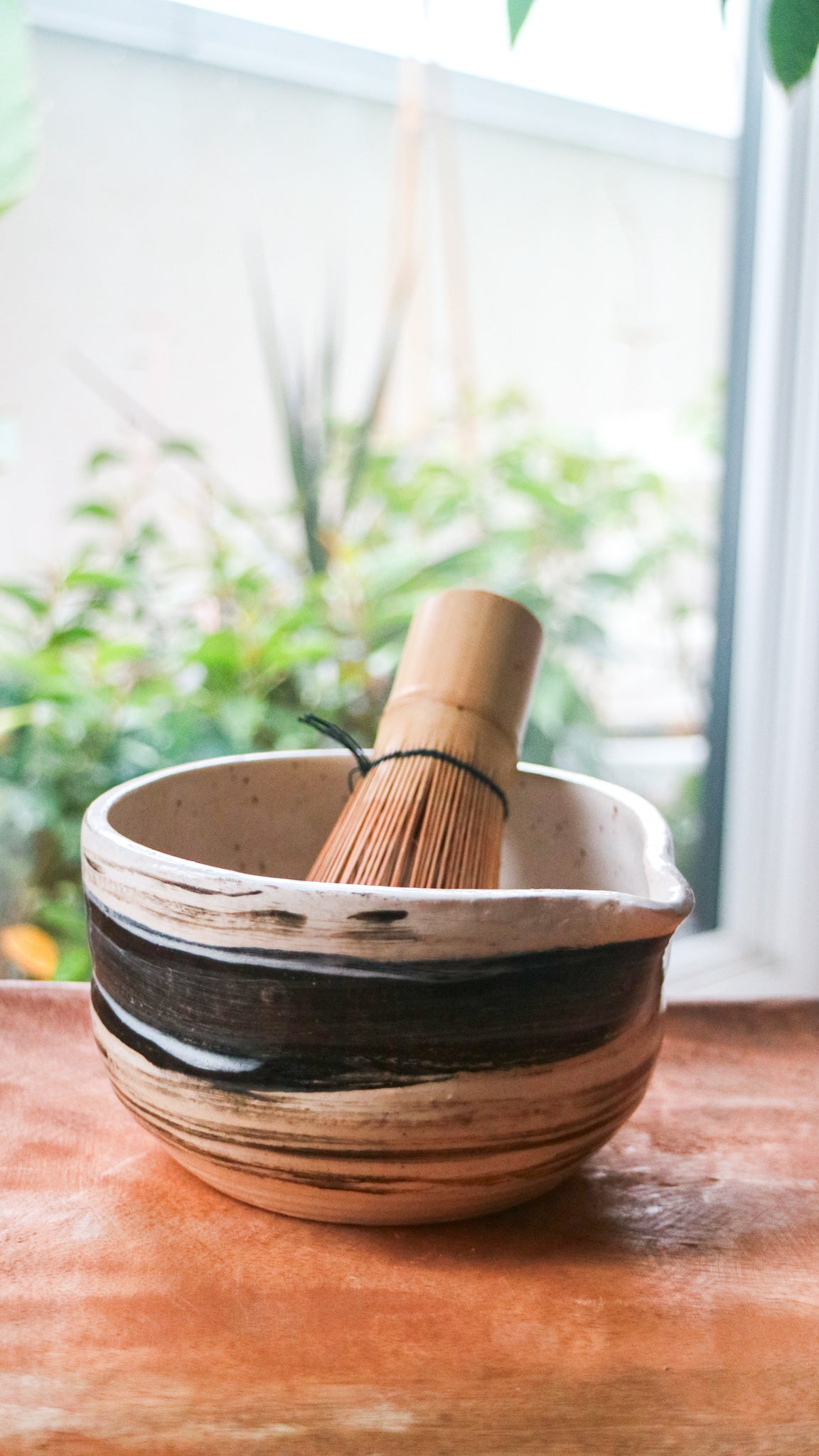 Black and White Stripes- Handmade Matcha Bowls