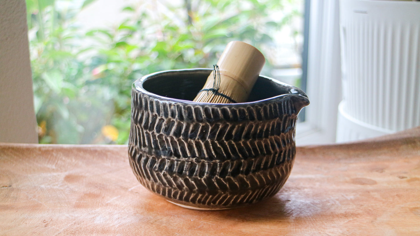 Textured Shadows- Handmade Matcha Bowls