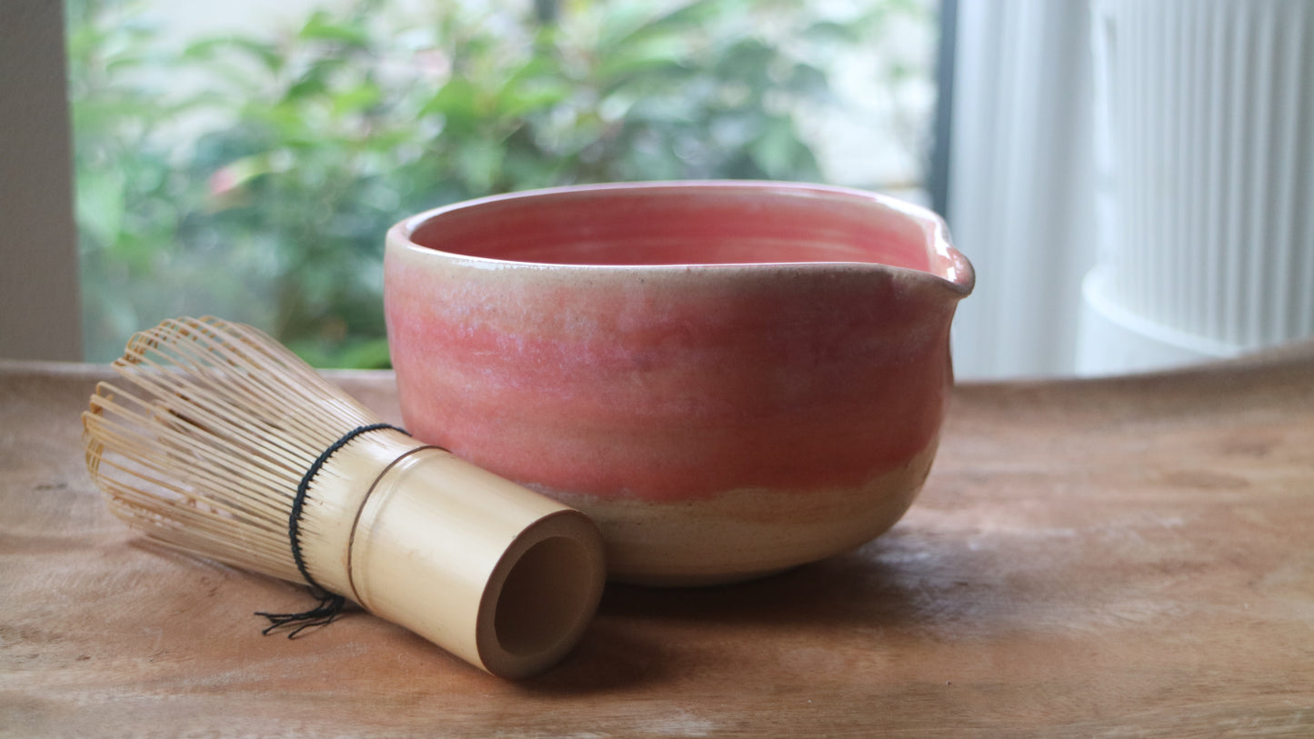 Pink Drip- Handmade Matcha Bowls
