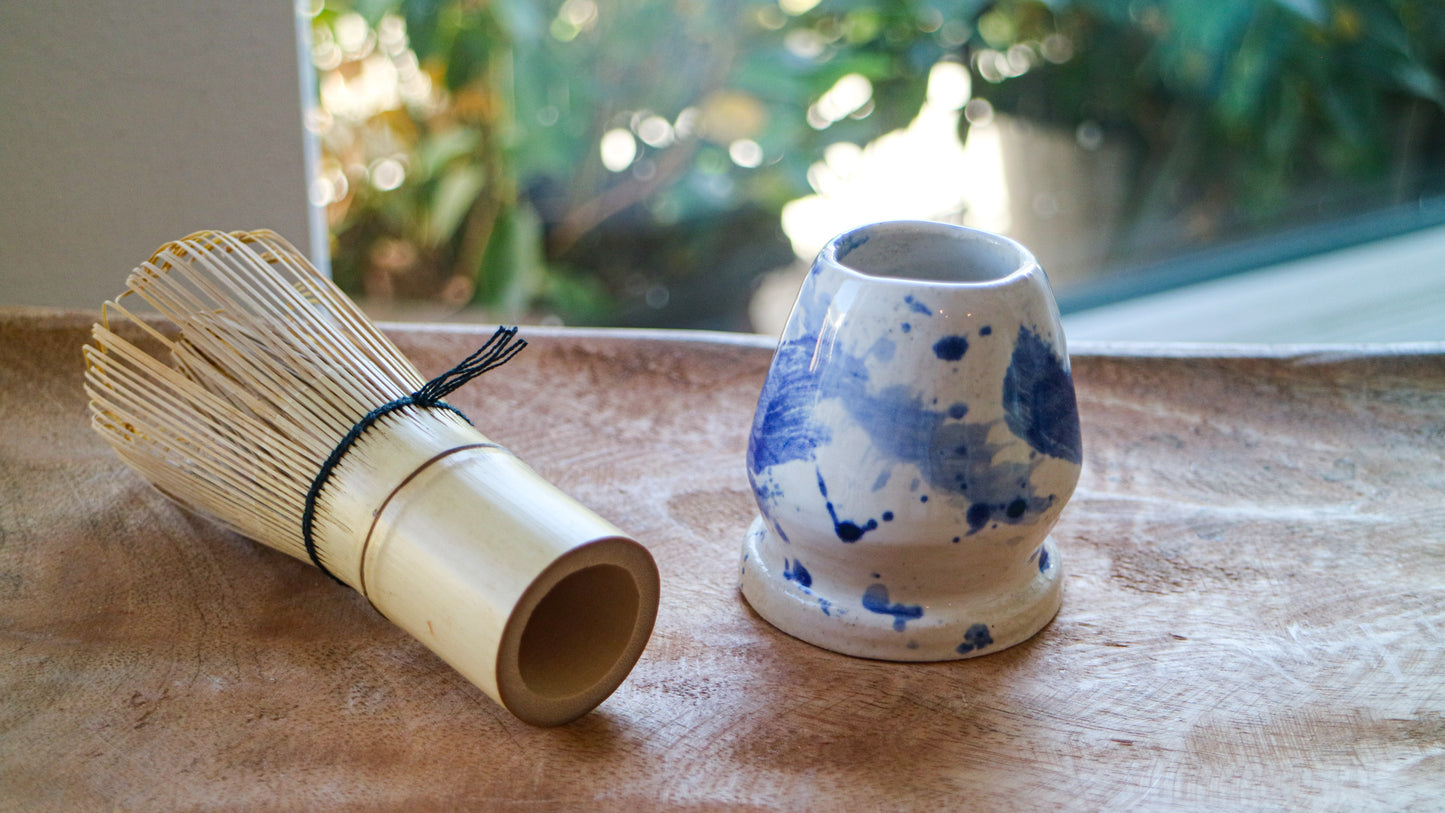 Indigo Splash Glaze Ceramic Stand- Handmade Whisk Holders
