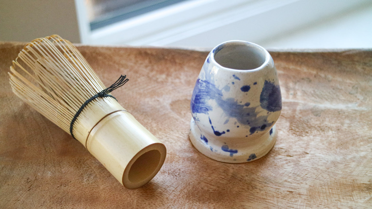 Indigo Splash Glaze Ceramic Stand- Handmade Whisk Holders
