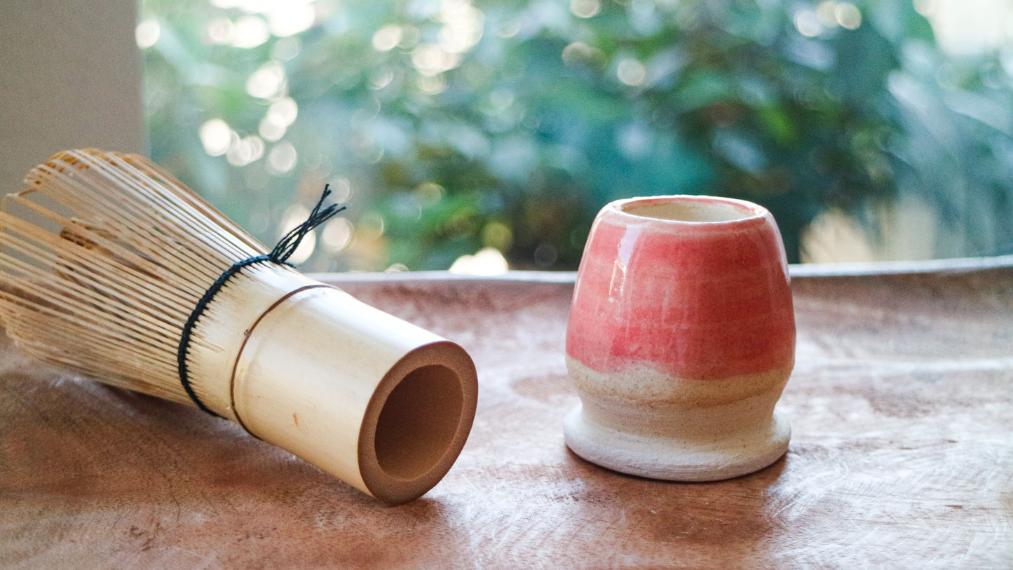 Blush Coral Glaze Ceramic Stand- Handmade Whisk Holders