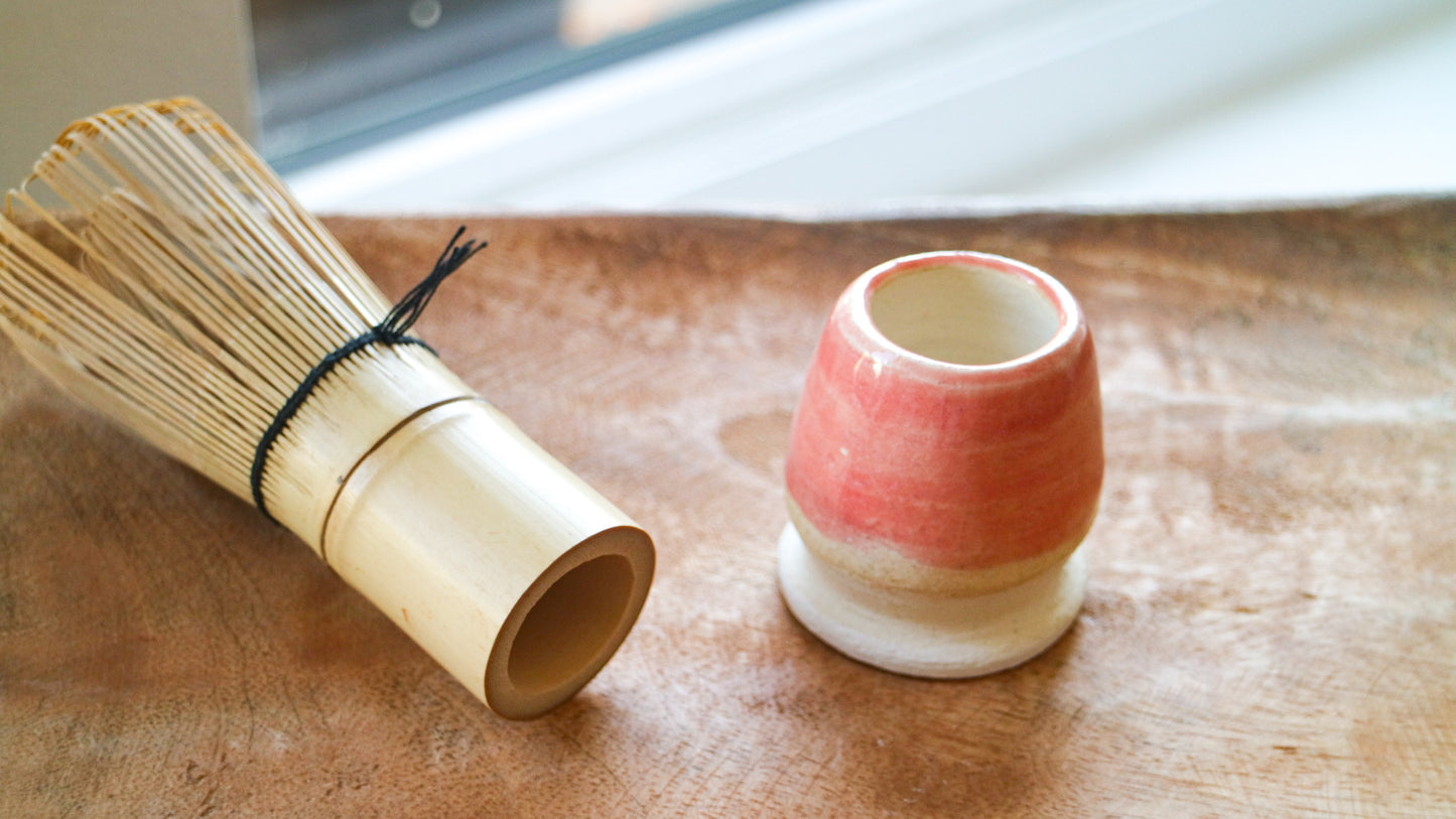 Blush Coral Glaze Ceramic Stand- Handmade Whisk Holders
