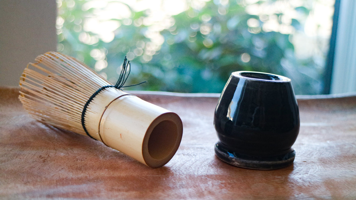 Glossy Onyx Glaze Ceramic Stand- Handmade Whisk Holders