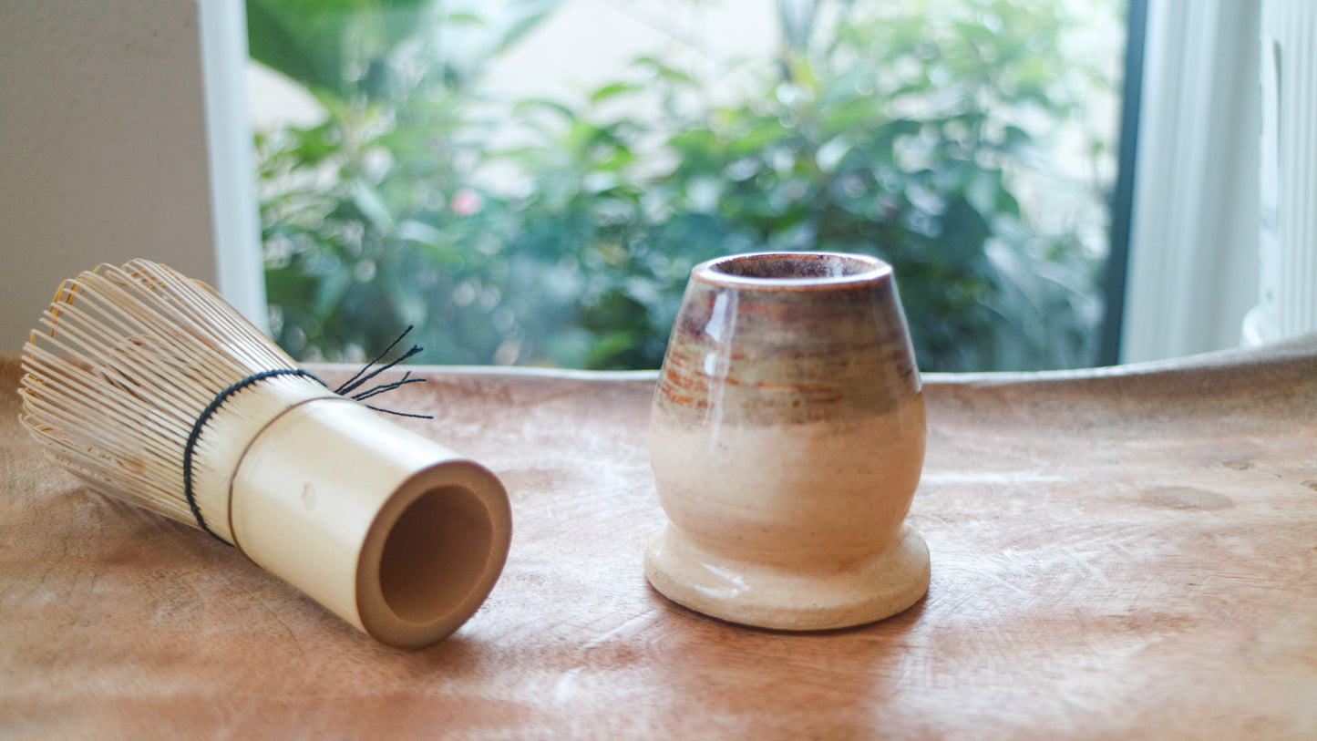 Earth-Toned Glaze Ceramic Chasen Stand- Handmade Whisk Holders