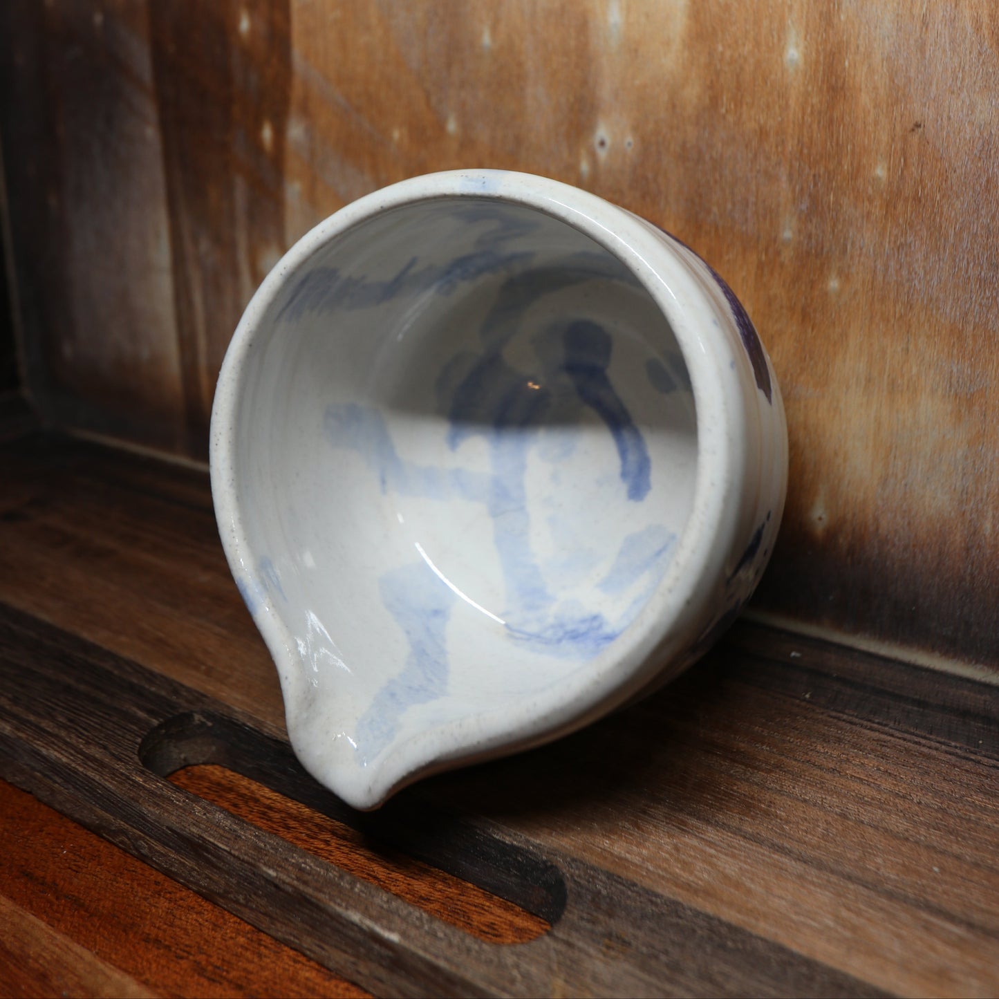 Blue Brush Strokes Handmade Matcha Bowl | Ceramic Chawan