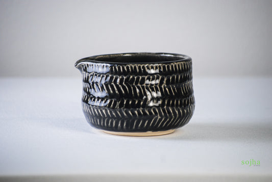 Black Textured Handmade Chawan | Matcha Bowl