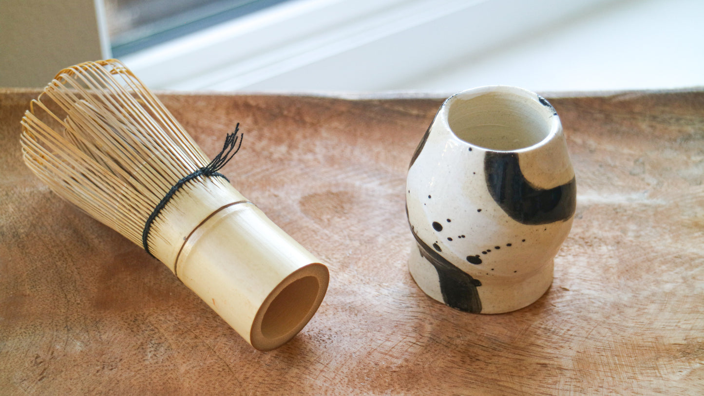 Ink Brushstroke Glaze Ceramic Stand- Handmade Whisk Holders