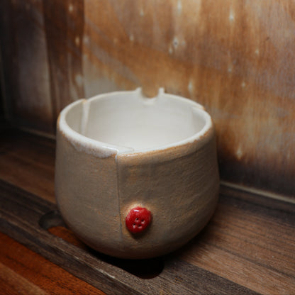Folded Beige Handmade Matcha Bowl | Ceramic Chawan