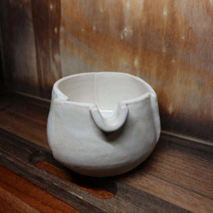 Folded White Handmade Matcha Bowl | Ceramic Chawan
