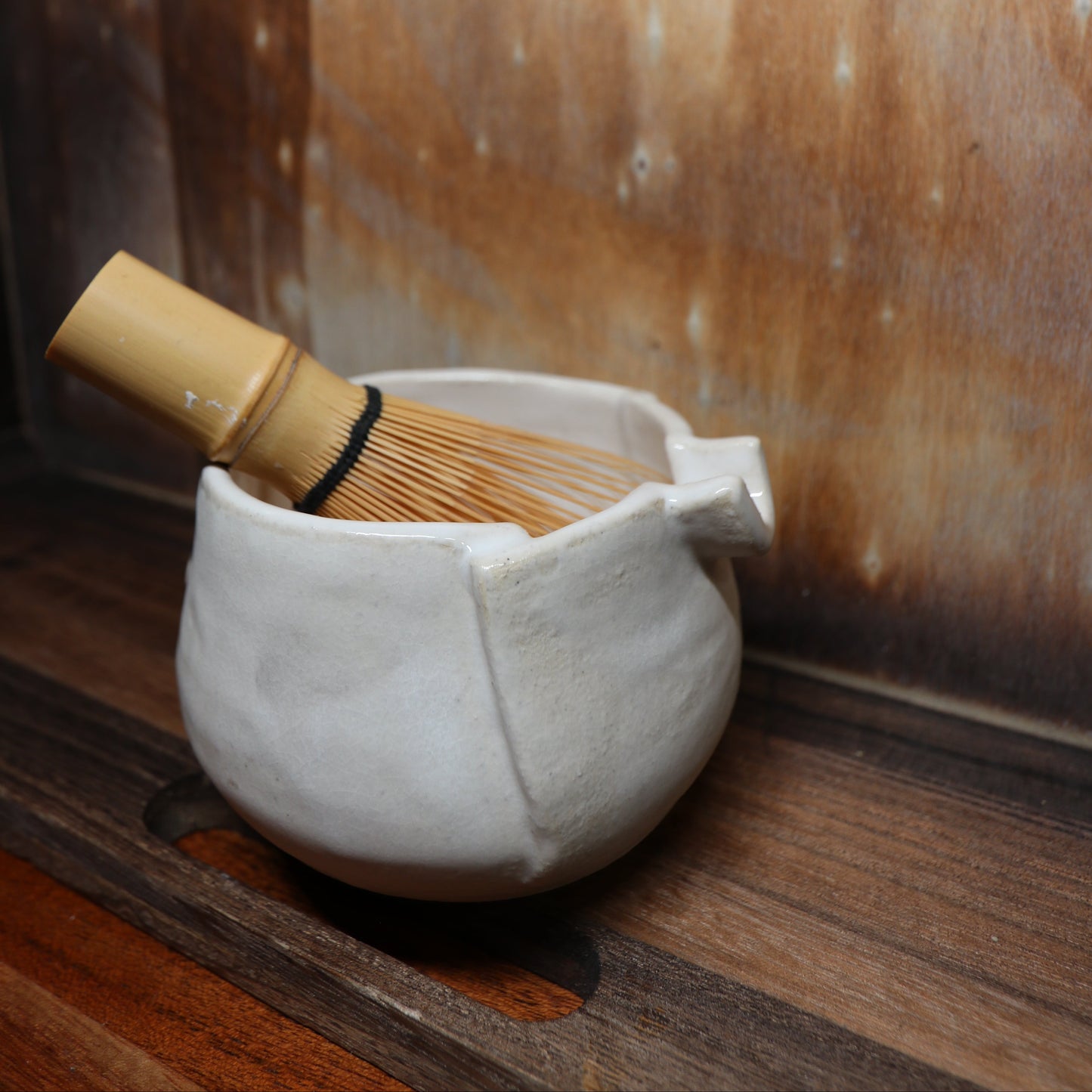 Folded White Handmade Matcha Bowl | Ceramic Chawan