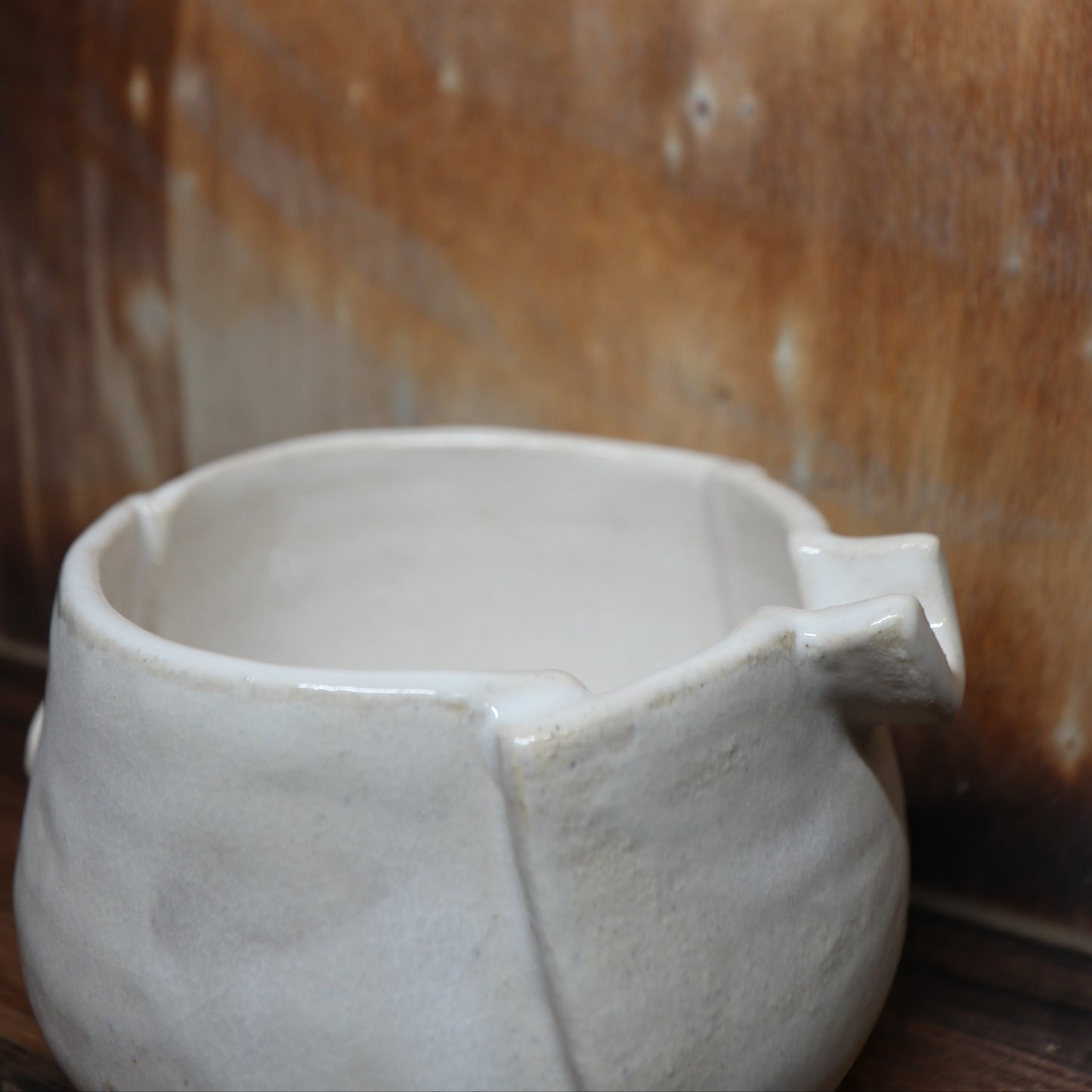 Folded White Handmade Matcha Bowl | Ceramic Chawan