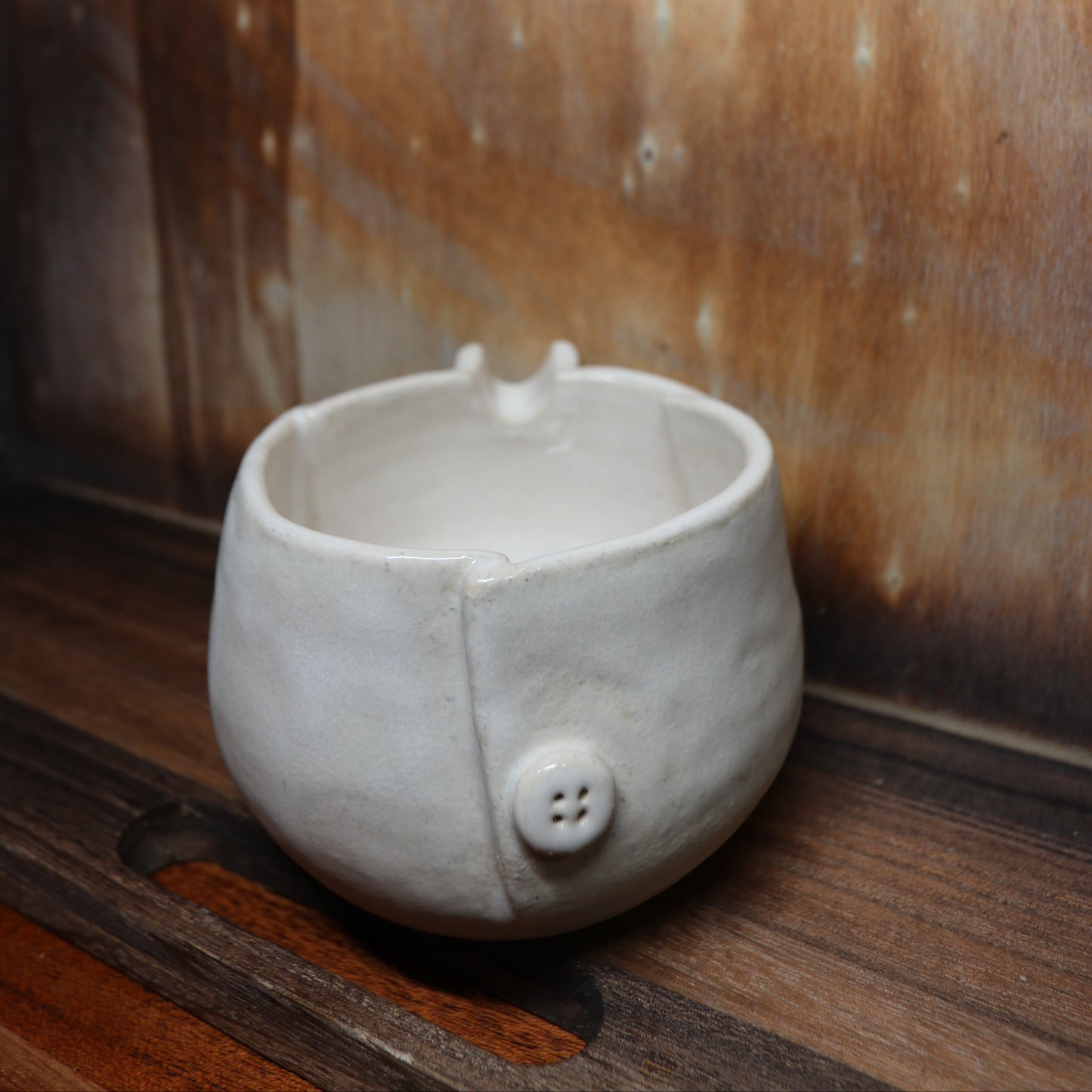 Folded White Handmade Matcha Bowl | Ceramic Chawan