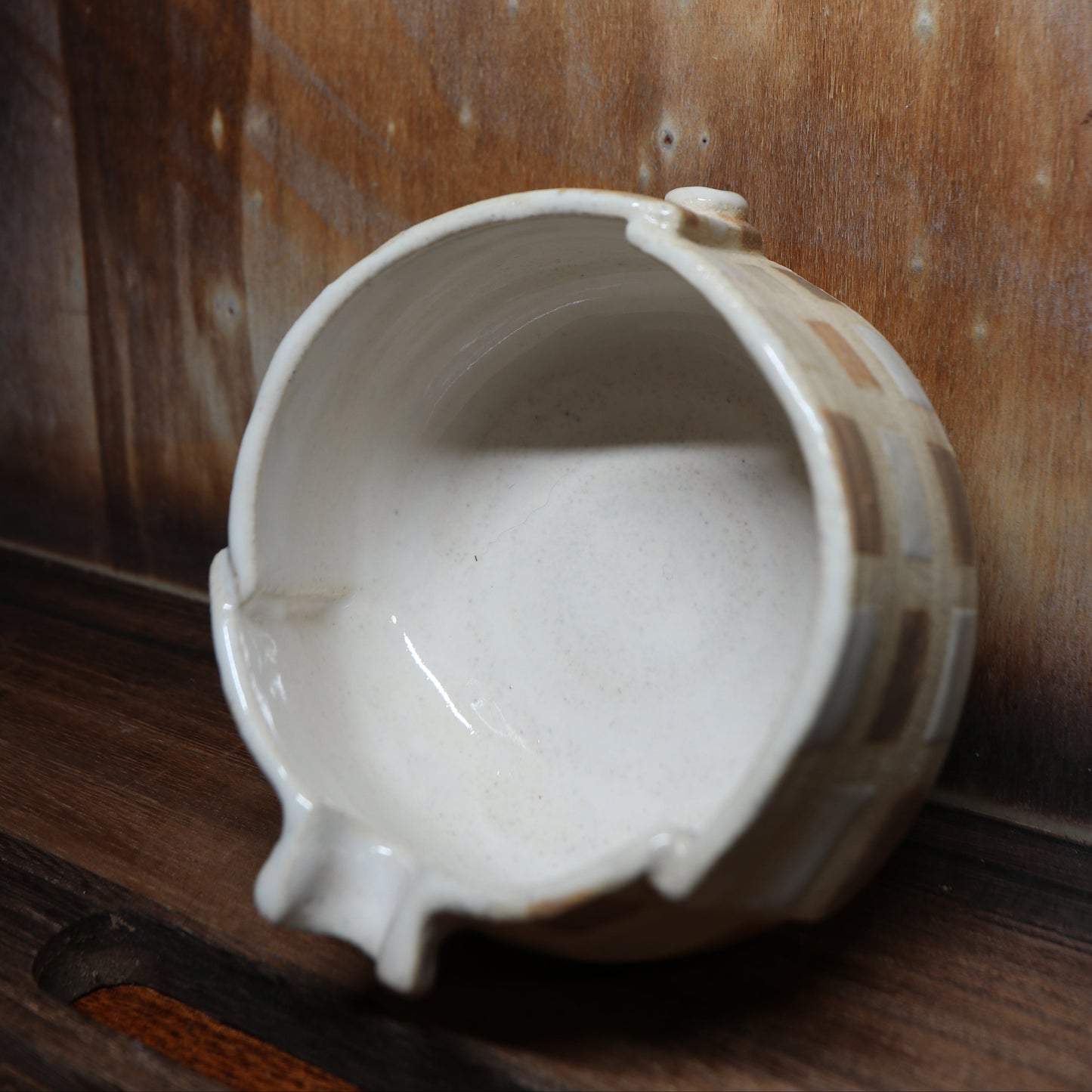 Neutral Tone Patchwork Handmade Matcha Bowl | Ceramic Chawan