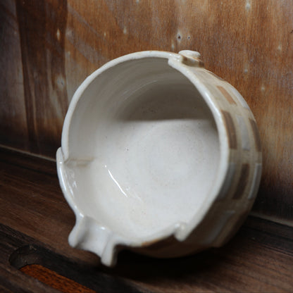 Neutral Tone Patchwork Handmade Matcha Bowl | Ceramic Chawan