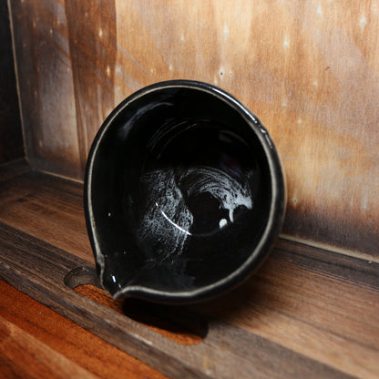 Black Brush Strokes Handmade Matcha Bowl | Ceramic Chawan (Type 2)