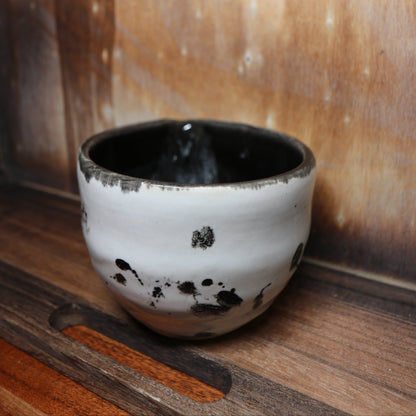 Black Brush Strokes Handmade Matcha Bowl | Ceramic Chawan (Type 1)