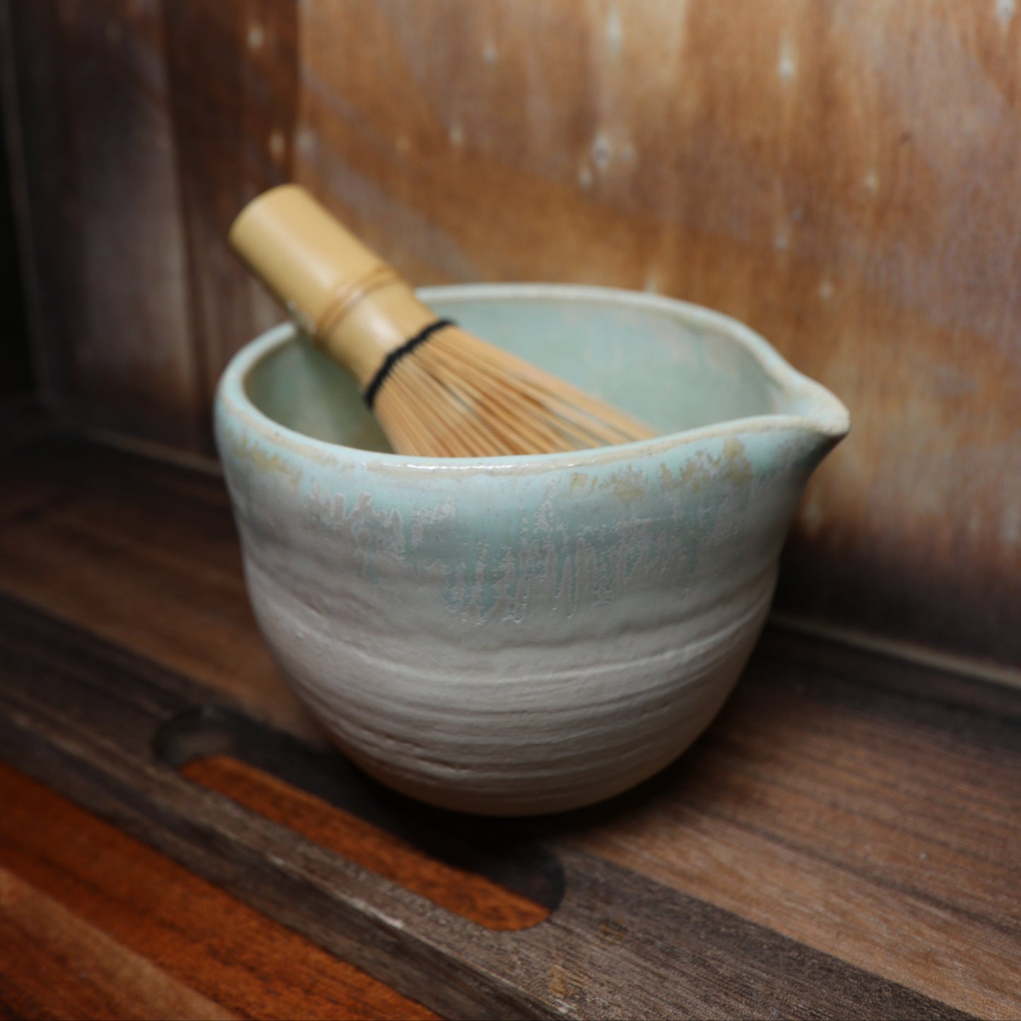 Green Crystal Handmade Matcha Bowl | Ceramic Chawan