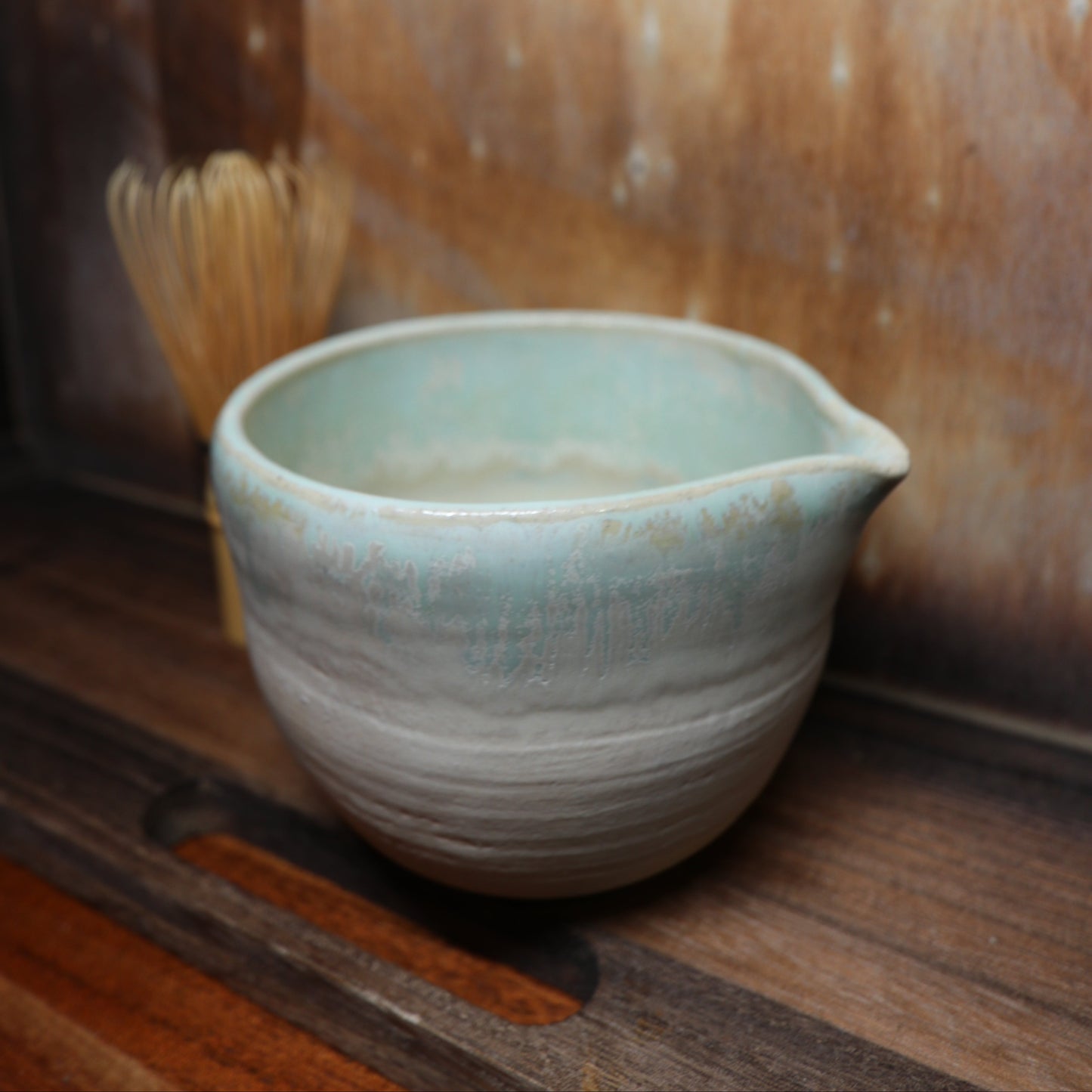 Green Crystal Handmade Matcha Bowl | Ceramic Chawan