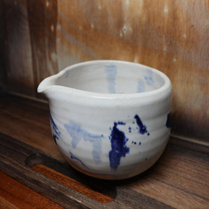 Blue Brush Strokes Handmade Matcha Bowl | Ceramic Chawan