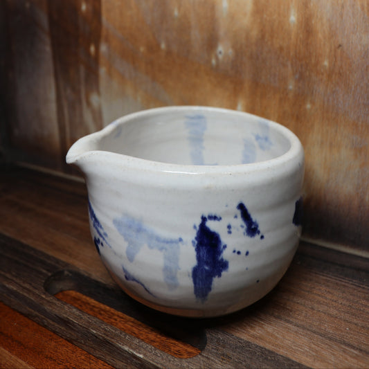 Blue Brush Strokes Handmade Matcha Bowl | Ceramic Chawan