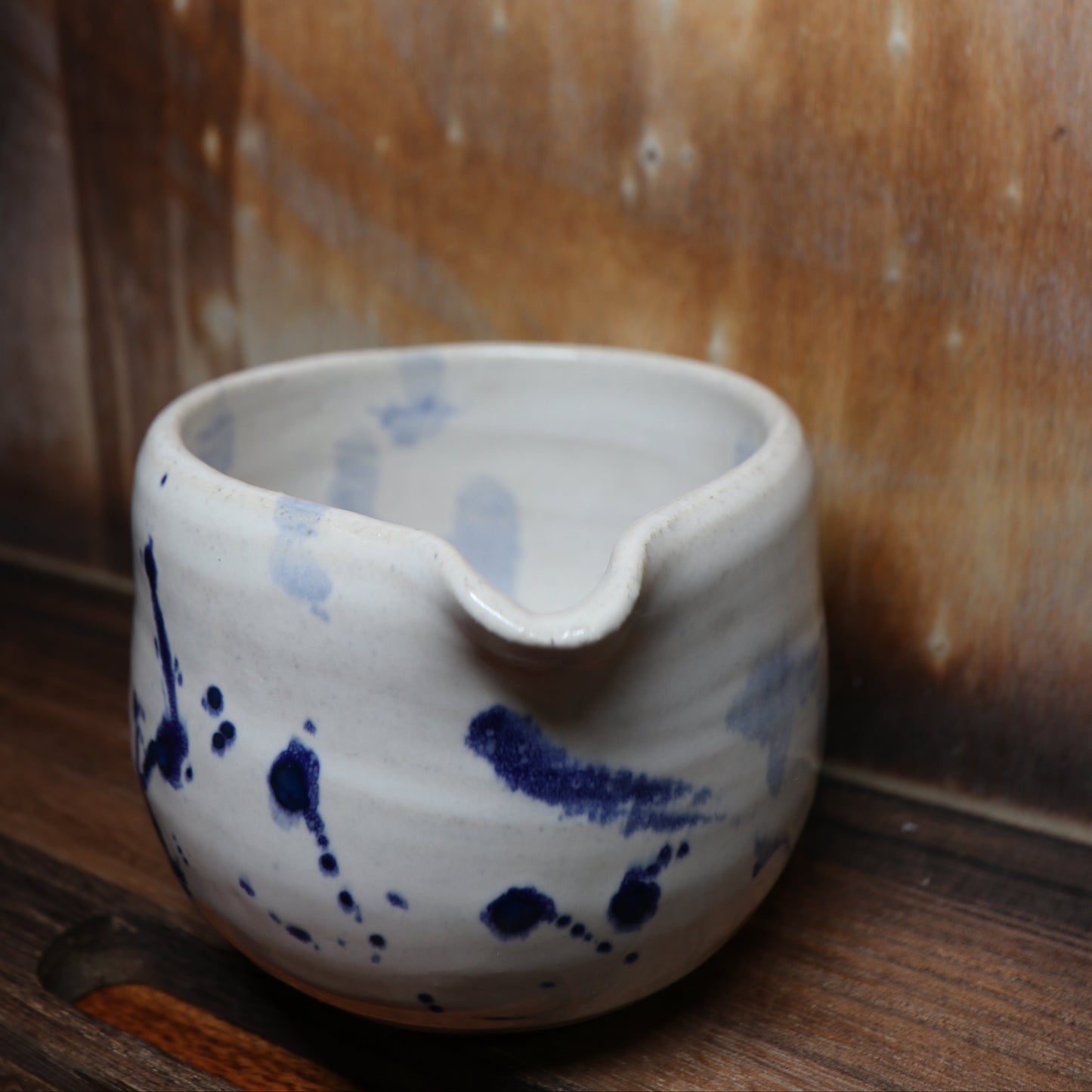 Blue Brush Strokes Handmade Matcha Bowl | Ceramic Chawan