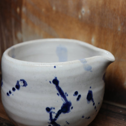 Blue Brush Strokes Handmade Matcha Bowl | Ceramic Chawan