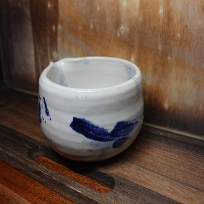 Blue Brush Strokes Handmade Matcha Bowl | Ceramic Chawan