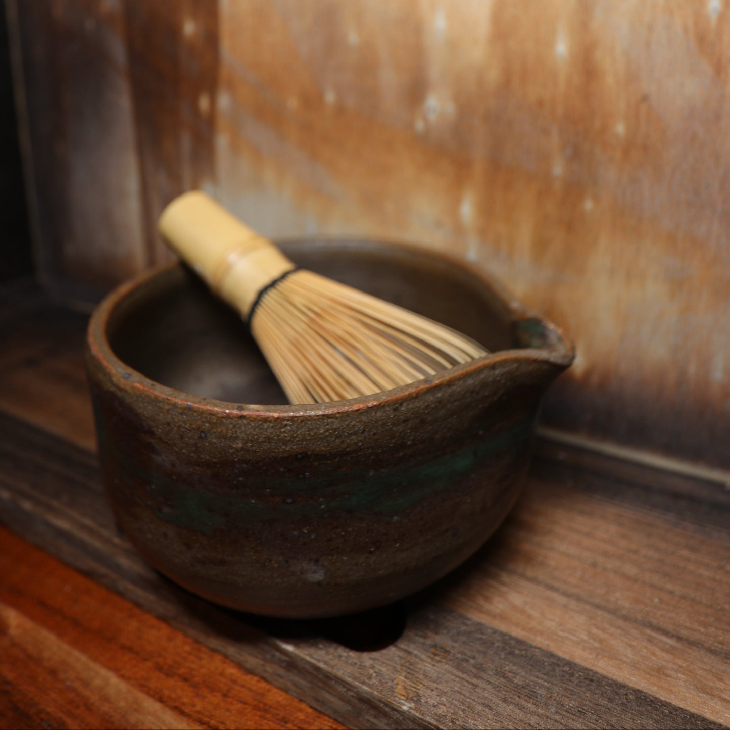 Green Splash Handmade Matcha Bowl | Ceramic Chawan