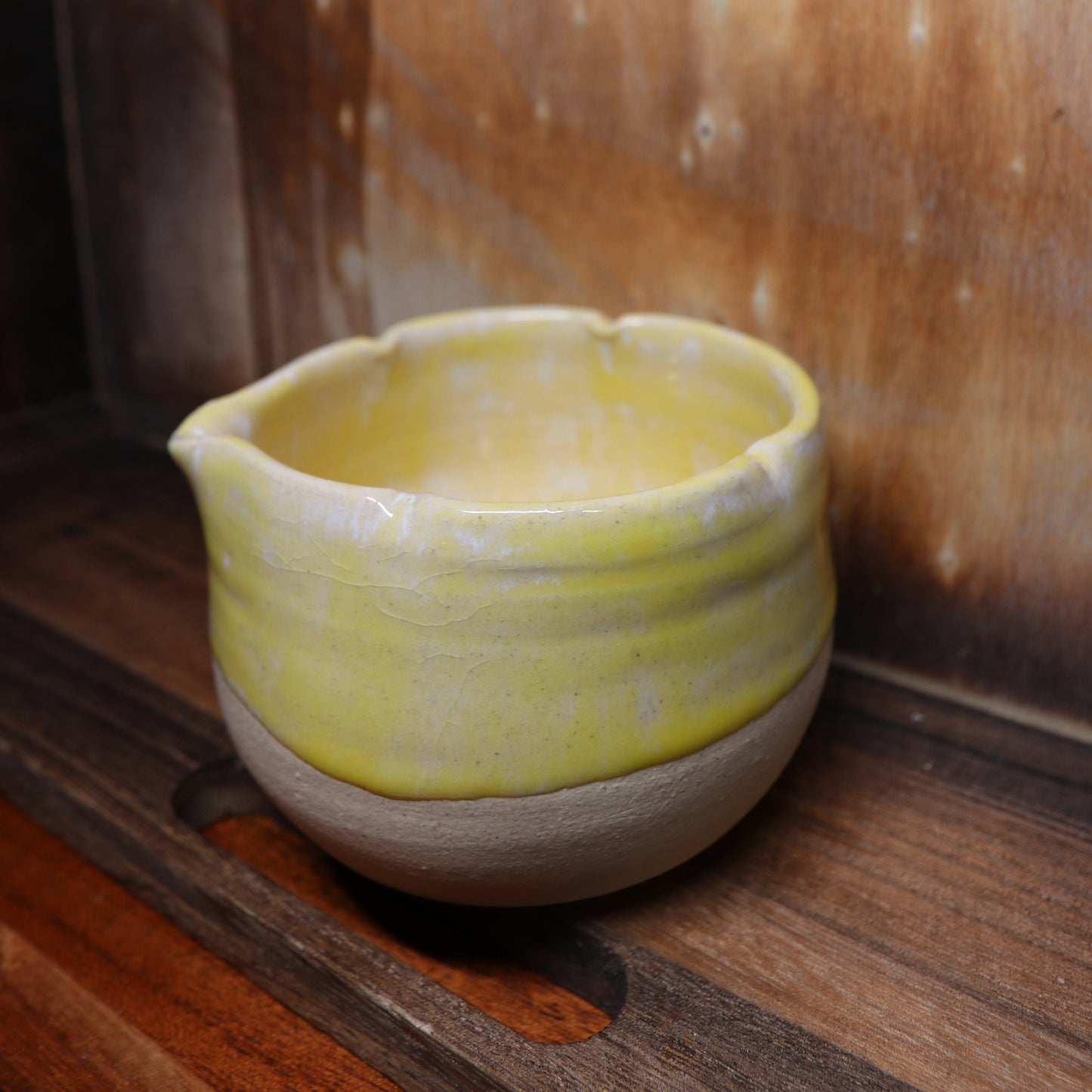 Yellow Flower Handmade Matcha Bowl | Ceramic Chawan