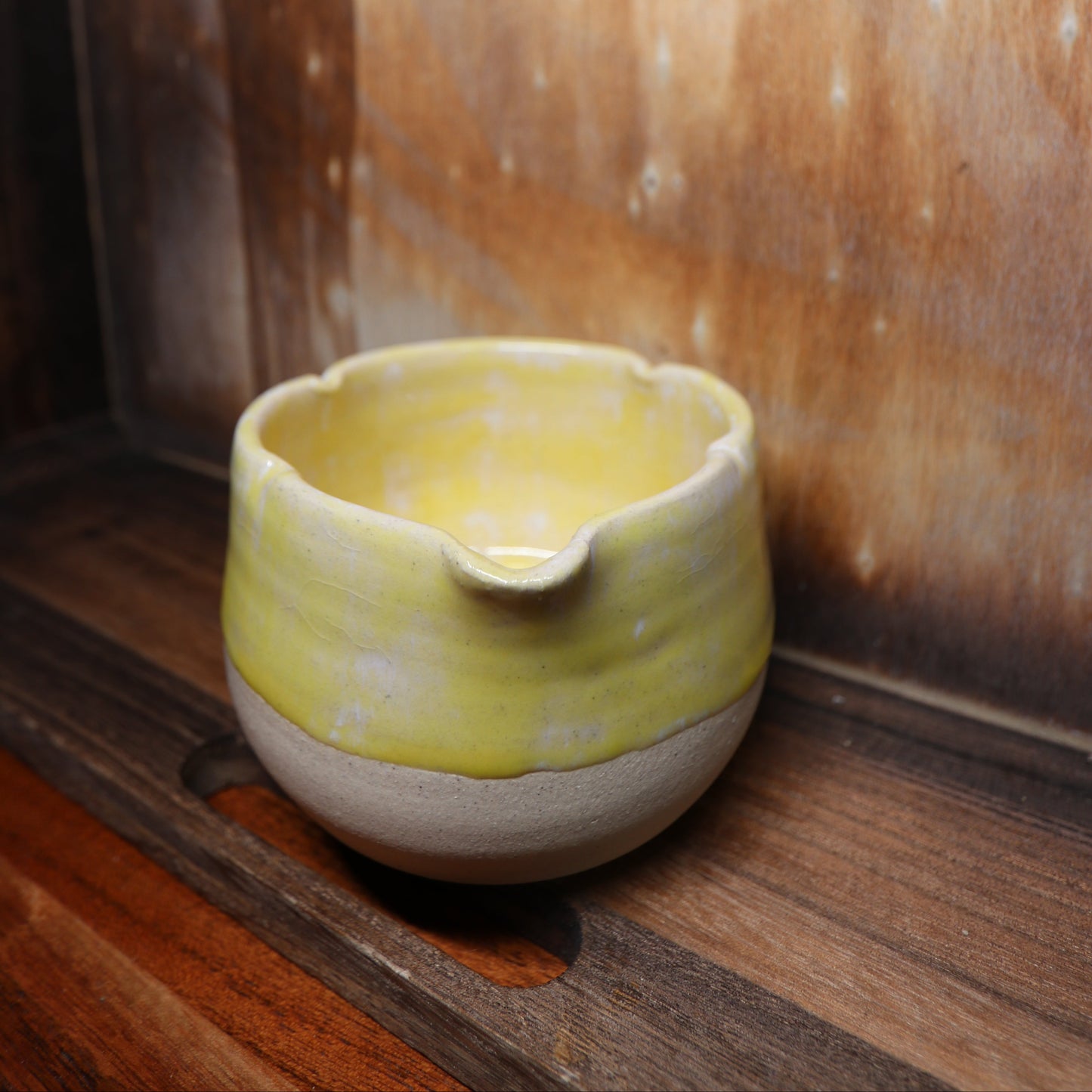 Yellow Flower Handmade Matcha Bowl | Ceramic Chawan