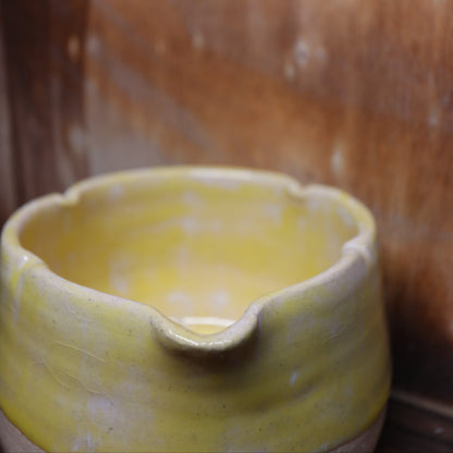 Yellow Flower Handmade Matcha Bowl | Ceramic Chawan