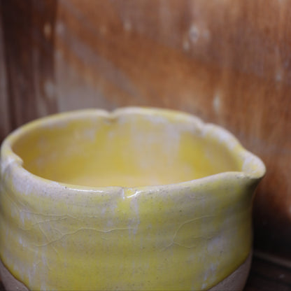 Yellow Flower Handmade Matcha Bowl | Ceramic Chawan