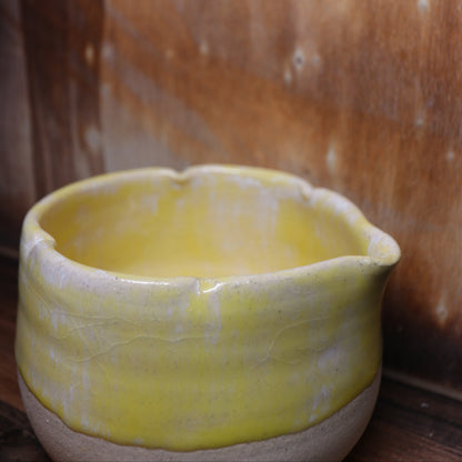Yellow Flower Handmade Matcha Bowl | Ceramic Chawan